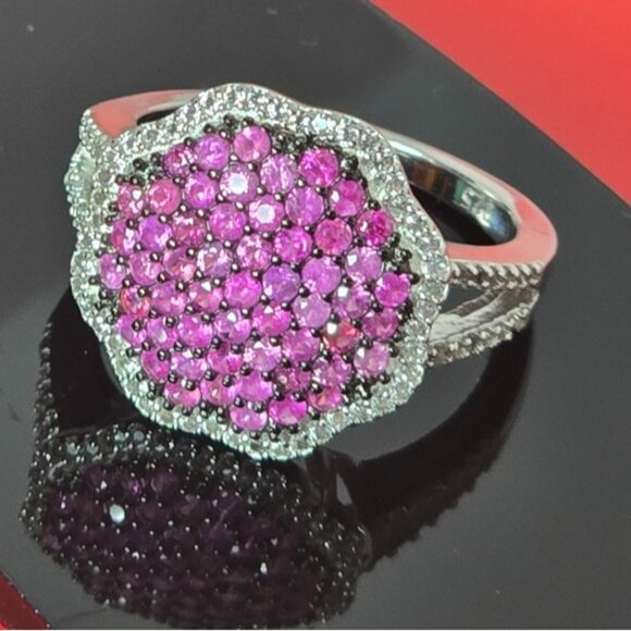 925 Sterling Silver Ring SZ 6 with Natural Pink Sapphire Gemstone - Picture 1 of 10